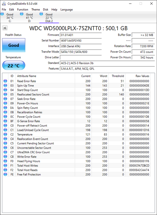 WD5000LPLX-75ZNTT0 Western Digital Black 500GB 7200RPM SATA 6Gbps 32MB Cache 2.5" HDD