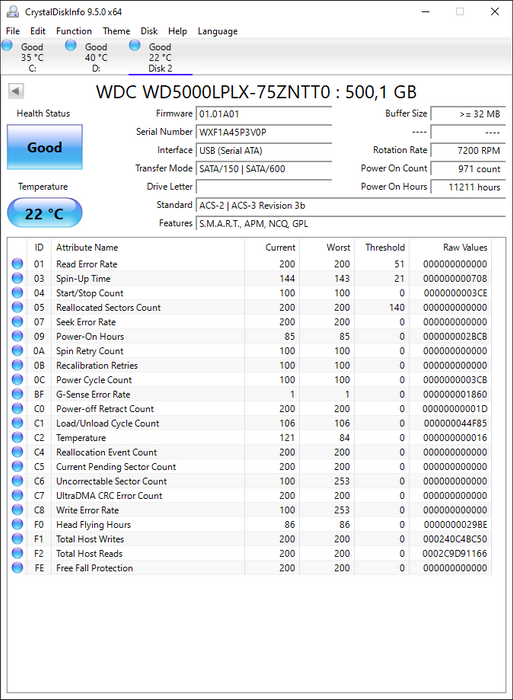 WD5000LPLX-75ZNTT0 Western Digital Black 500GB 7200RPM SATA 6Gbps 32MB Cache 2.5" HDD