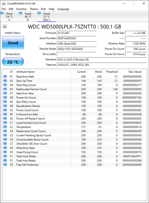 WD5000LPLX-75ZNTT0 Western Digital Black 500GB 7200RPM SATA 6Gbps 32MB Cache 2.5" HDD