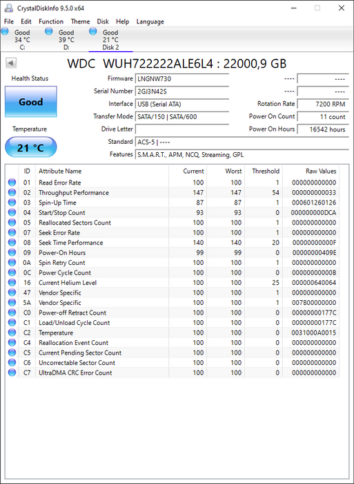 WUH722222ALE6L4 Western Digital Ultrastar 22TB 7200RPM SATA 6Gbps 512MB Cache (512e) 3.5" HDD