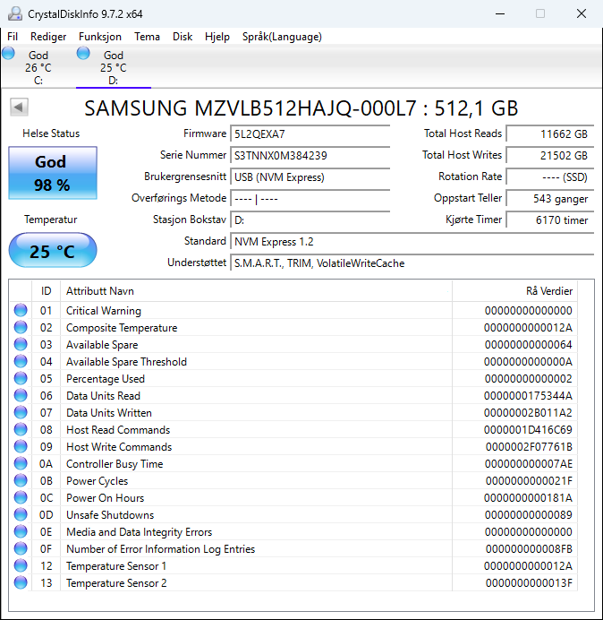 MZVLB512HAJQ-000L7 Samsung PM981 Series 512GB TLC PCIe 3.0 x4 NVMe M.2 2280 SSD