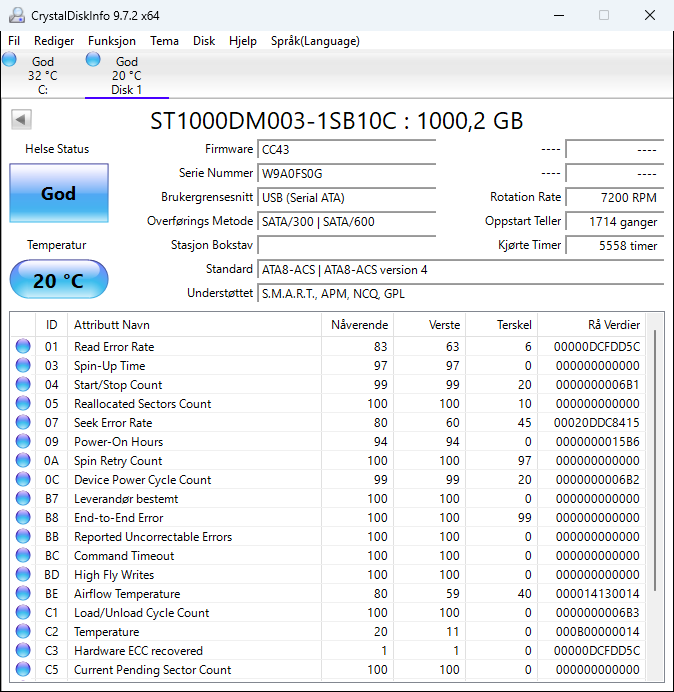 ST1000DM003-1SB10C Seagate Barracuda 1TB 7200RPM SATA 6Gbps 64MB Cache 3.5" HDD