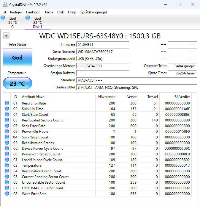 WD15EURS-63S48Y0 Western Digital Caviar Green 1.5TB 5400RPM SATA 3Gbps 64MB Cache 3.5" HDD
