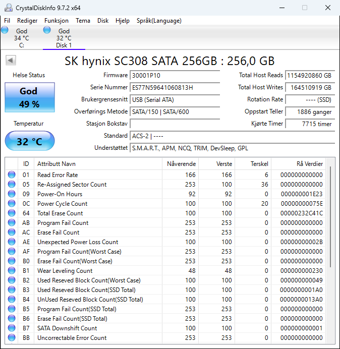 HFS256G39TND-N210A Hynix 256GB MLC SATA 6Gbps M.2 2280