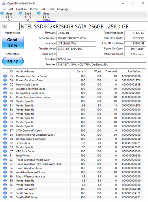 SSDSC2KF256G8 Intel Pro 5450s 256GB TLC SATA 6Gbps 3D 2.5" SSD