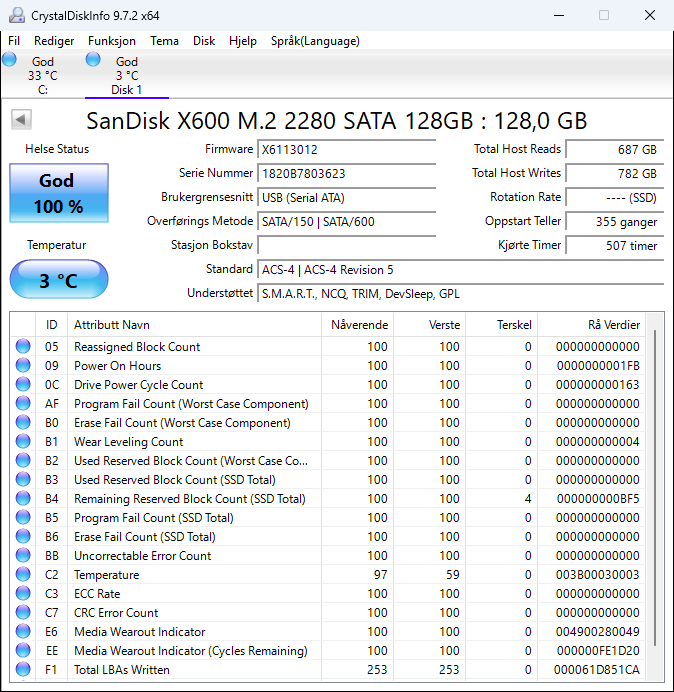 SD9SN8W-128G-1012 SanDisk X600 128GB TLC SATA 6Gbps M.2 2280