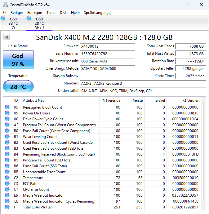 SD9SN8W-128G-1012 SanDisk X600 128GB TLC SATA 6Gbps M.2 2280