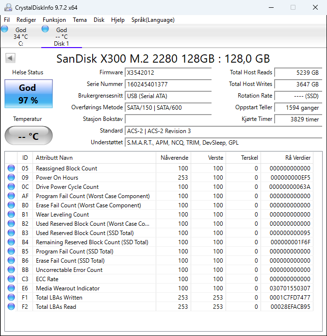 SD7SN6S-128G-1006 SanDisk X300 128GB TLC SATA 6Gbps M.2 2280