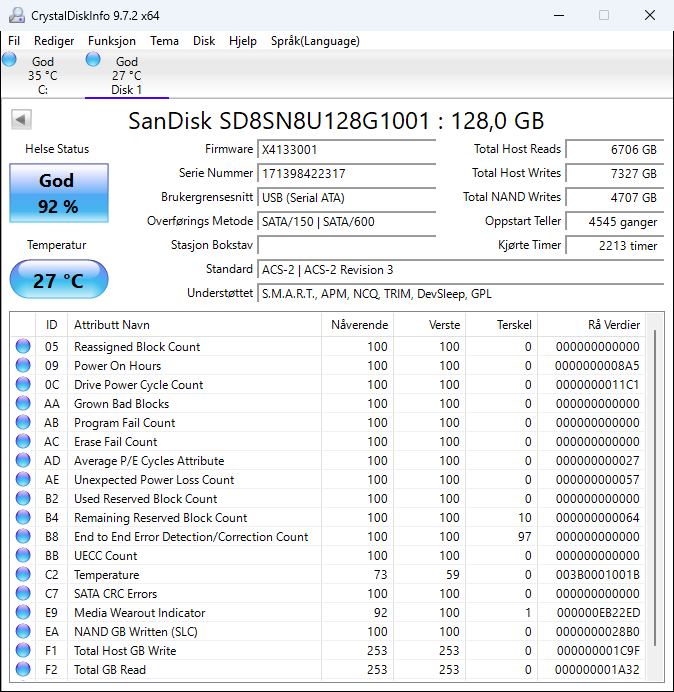 SD8SN8U-128G-1001 SanDisk X400 128GB TLC SATA 6Gbps (AES-256) M.2 2280