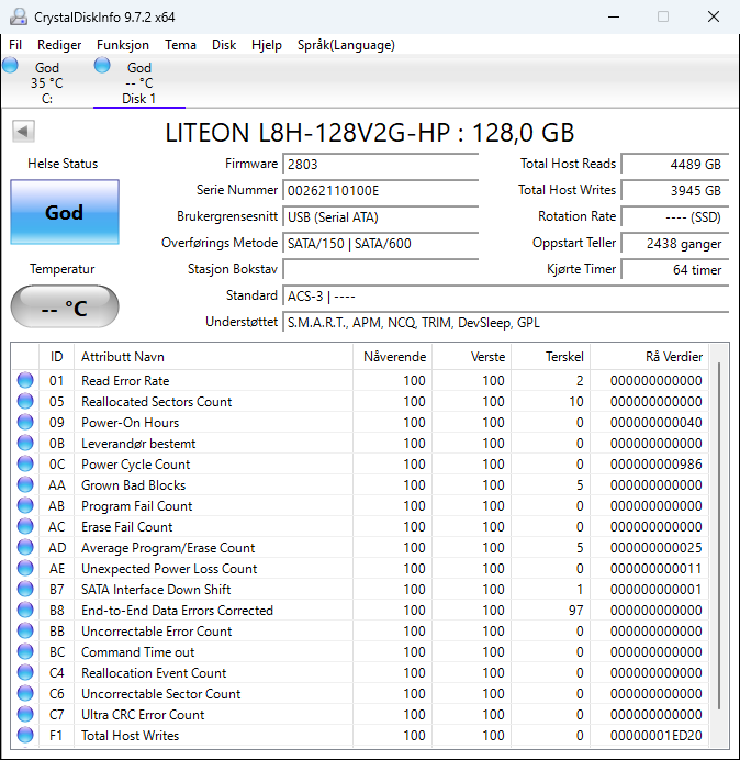 803216-002 HP L8H-128V2G-HP 128GB TLC SATA 6Gbps M.2 2280