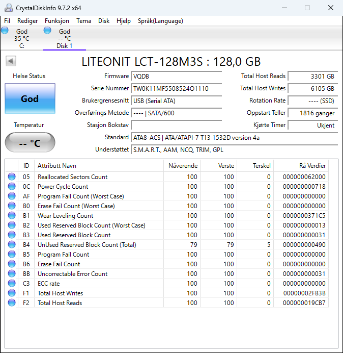 LCT-128M3S Lite On M3S Series 128GB MLC SATA 6Gbps 2.5" SSD