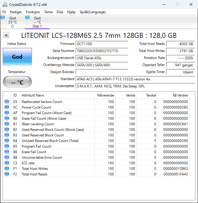 LCS-128M6S Lite On M6S Series 128GB MLC SATA 6Gbps 2.5" SSD