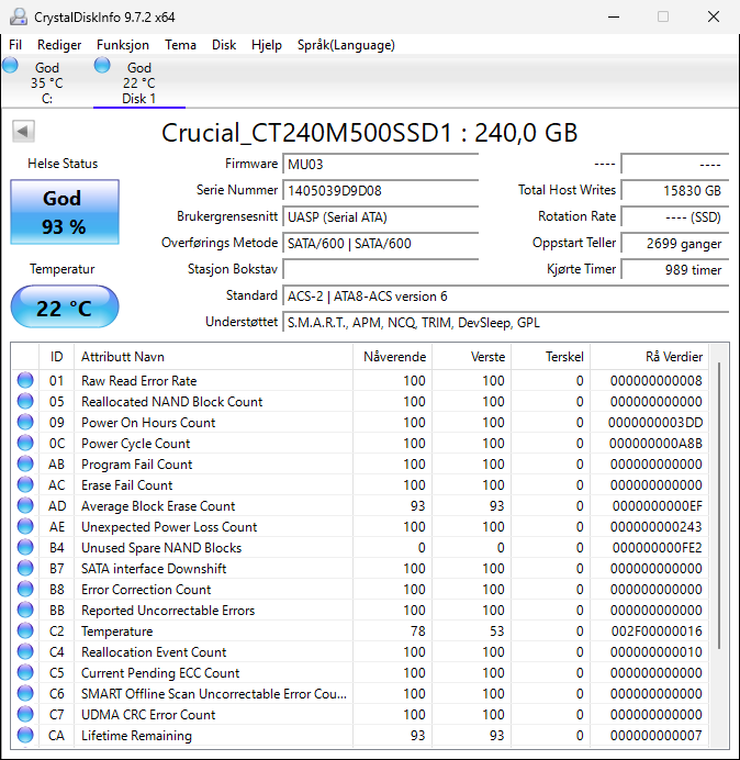 CT240M500SSD1 Crucial M500 Series 240GB MLC SATA 6Gbps 2.5" SSD