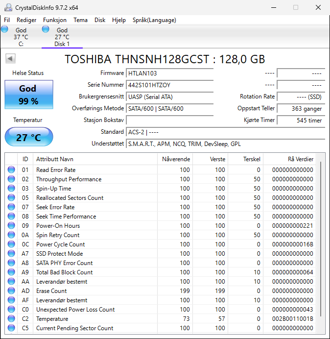 THNSNF128GCSS Toshiba HG5 Series 128GB MLC SATA 6Gbps 2.5" SSD