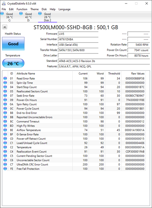 ST500LM000-SSHD-8GB Seagate Laptop SSHD 500GB 5400RPM SATA 6Gbps 64MB Cache 8GB MLC NAND SSD 2.5" HDD