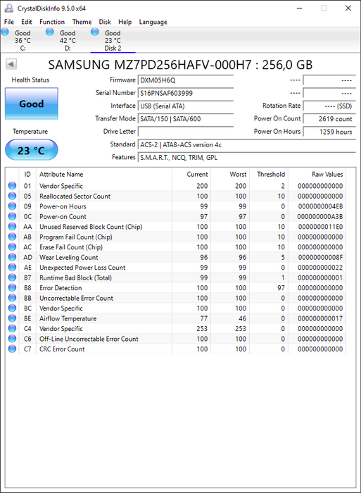 MZ7PD256HAFV-000H7 Samsung SM841 Series 256GB MLC SATA 6Gbps (AES-256 / SED TCG Opal 2.0) 2.5" SSD