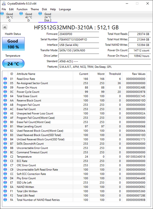 HFS512G32MND-3210A Hynix 512GB MLC SATA 6Gbps 2.5" SSD