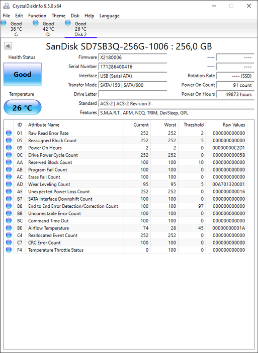 SD7SB3Q-256G-1006 SanDisk X300s 256GB MLC SATA 6Gbps (AES-256 / SE TCG Opal 2.0) 2.5" SSD