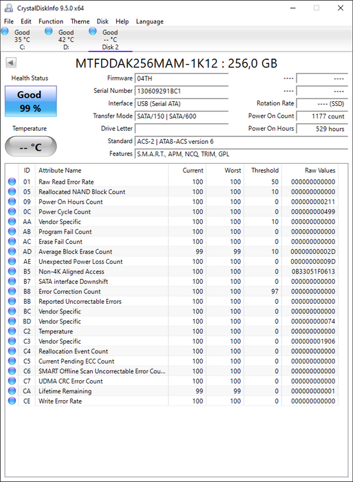 MTFDDAK256MAM-1K12 Micron RealSSD C400 256GB MLC SATA 6Gbps (SED) 2.5" SSD