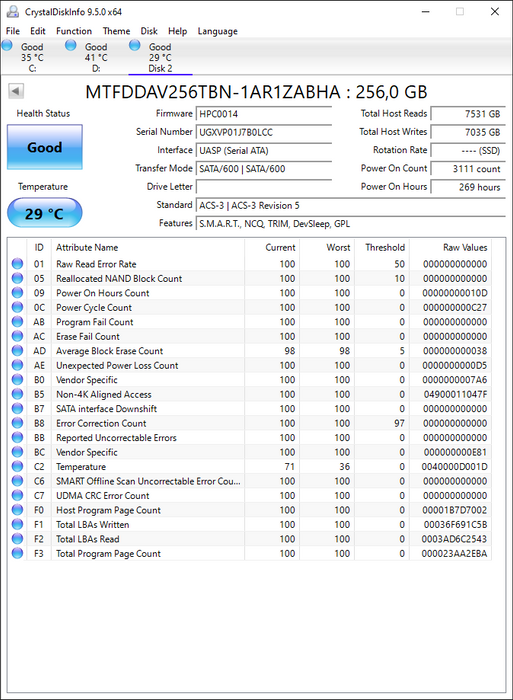 MTFDDAV256TBN-1AR1ZABHA Micron 1100 256GB TLC SATA 6Gbps M.2 2280 SSD