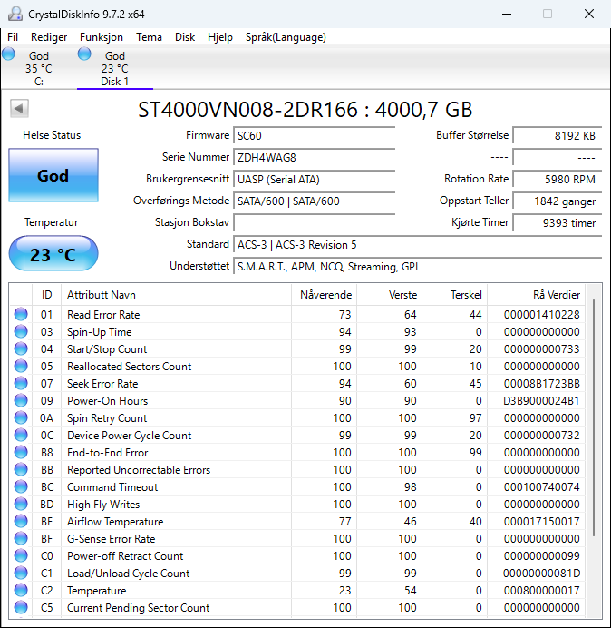ST4000VN008-2DR166 Seagate NAS HDD 4TB 5900RPM SATA 6Gbps 64MB Cache 3.5" HDD
