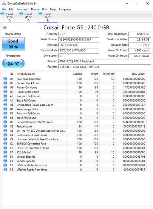 CSSD-F240GBGS-BK Corsair Force GS Series 240GB MLC SATA 6Gbps 2.5" SSD