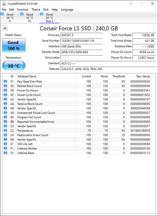 CSSD-F240GBLSB Corsair Force LS Series 240GB MLC SATA 6Gbps 2.5" SSD