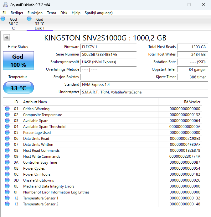SNV2S/1000G Kingston 1000GB PCIe NVMe 4.0 x4 M.2 2280 SSD