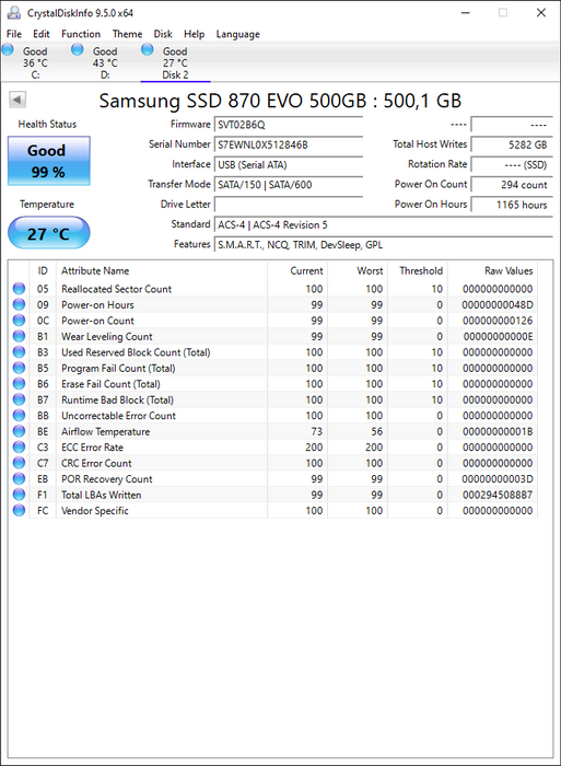 MZ7L3500HBLU Samsung 870 Evo 500GB SATA 6Gbps 2.5" SSD