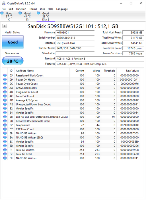SD9SB8W-512G-1101 SanDisk X600 512GB TLC SATA 6Gbps 2.5" SSD