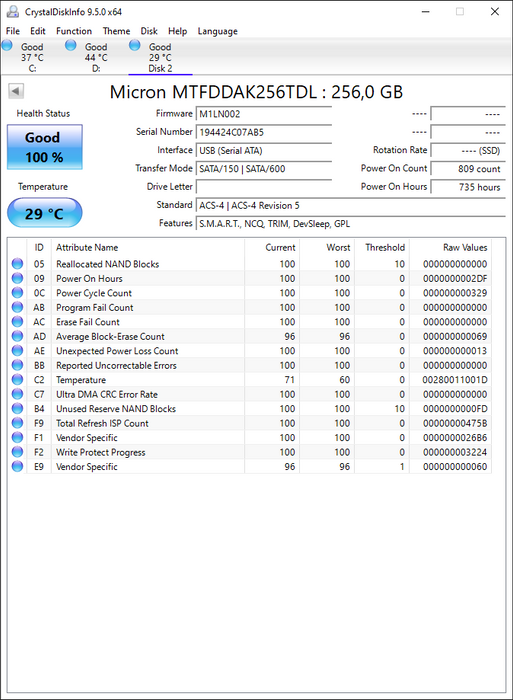 MTFDDAK256TDL-1AW15ABLA Micron 1300 Series 256GB TLC SATA 6Gbps (SED) 2.5" SSD