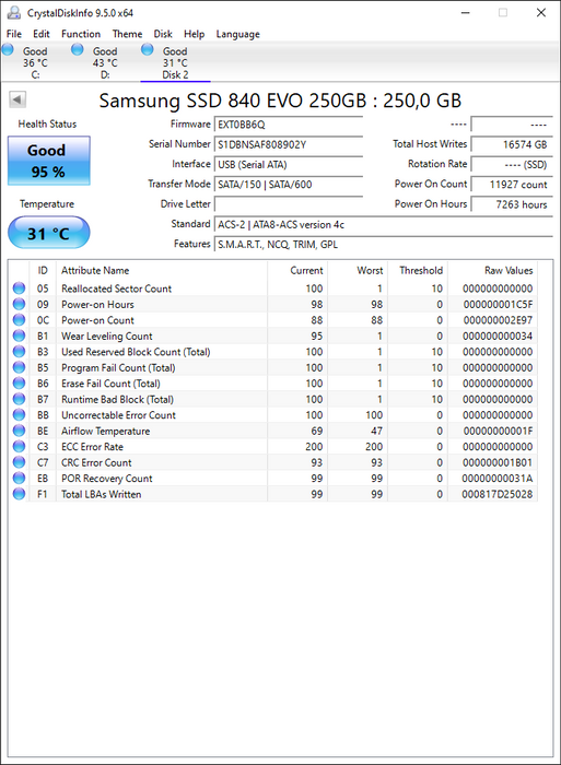 MZ7TE250HMHP Samsung 840 EVO Series 250GB TLC SATA 6Gbps (AES-256 FDE) 2.5" SSD