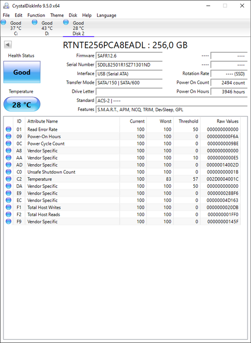 RTNTE256PCA8EADL Ramaxel 256GB SATA 6Gbps 2.5" SSD