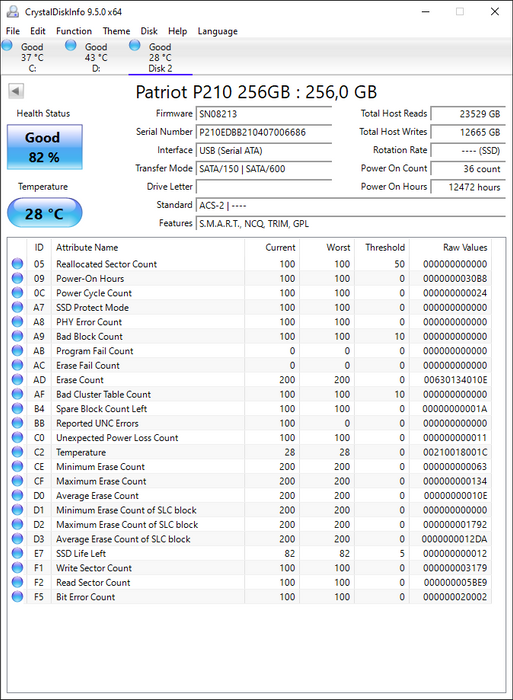 P210S256G25 Patriot Memory P210 256GB TLC SATA 6Gbps 2.5" SSD