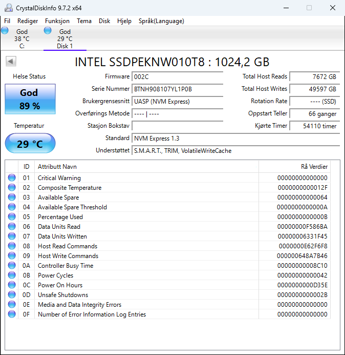 SSDPEKNW010T8 Intel 660p Series 1TB QLC PCIe 3.0 x4 NVMe (AES 256-Bits) M.2 2280 SSD
