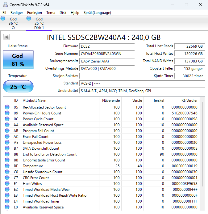 SSDSC2BW240A4 Intel 530 Series 240GB MLC SATA 6Gbps (AES-256) 2.5" SSD