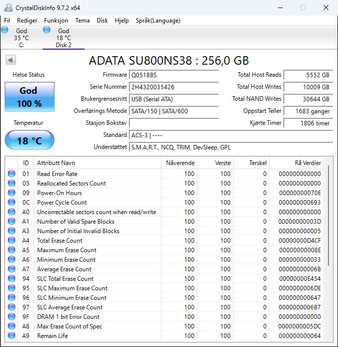 ASU800NS38-256GT-C ADATA Ultimate SU800 256GB TLC SATA 6Gbps M.2 2280