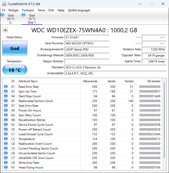 WD10EZEX-00RKKA0 Western Digital Caviar Blue 1TB 7200RPM SATA 6Gbps 64MB Cache 3.5" HDD