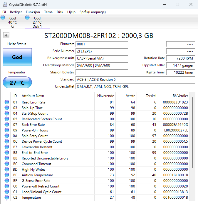 ST2000DM008-2FR102 Seagate BarraCuda 2TB 7200RPM SATA 6Gbps 256MB Cache 3.5" HDD