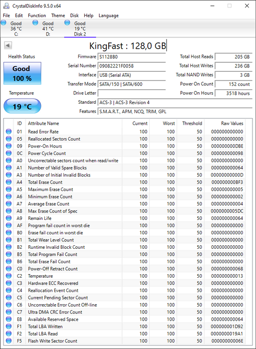 2710DCS23BF-128 KingFast F10 128GB SATA 6Gbps 2.5" SSD