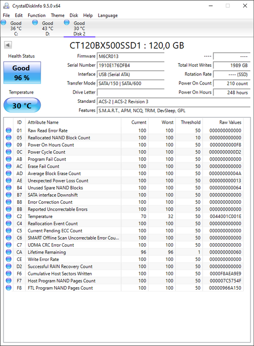 CT120BX500SSD1 Crucial BX500 Series 120GB TLC SATA 6Gbps 2.5" SSD