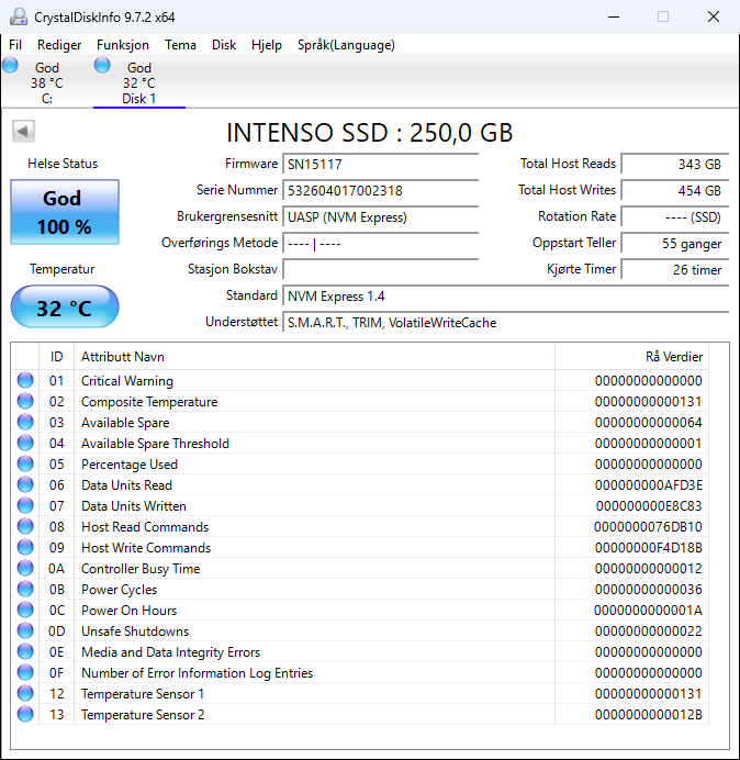 Intenso Premium 3835440 250GB PCIe 3.0 NVMe M.2 2280 SSD