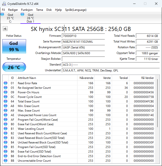 HFS256G39TNF-N2A0A Hynix 256GB SATA 6Gbps M.2 2280 SSD