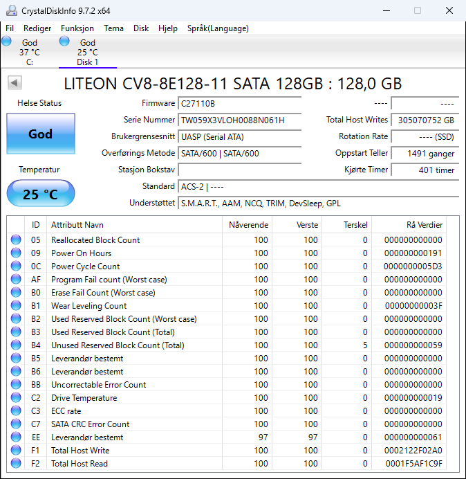 CV8-8E128-11 Lite On 128GB TLC SATA 6Gbps M.2 2280