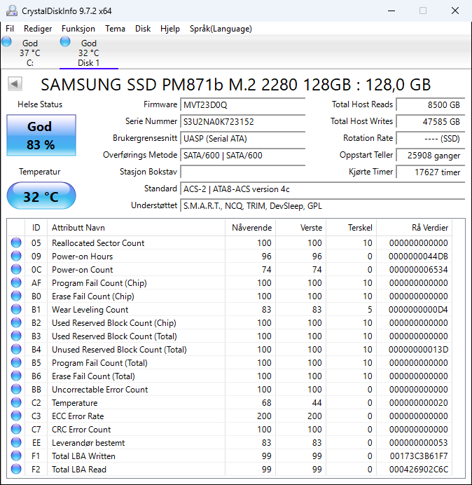 MZNLN128HAHQ-000D1 Samsung 128GB M.2 2280