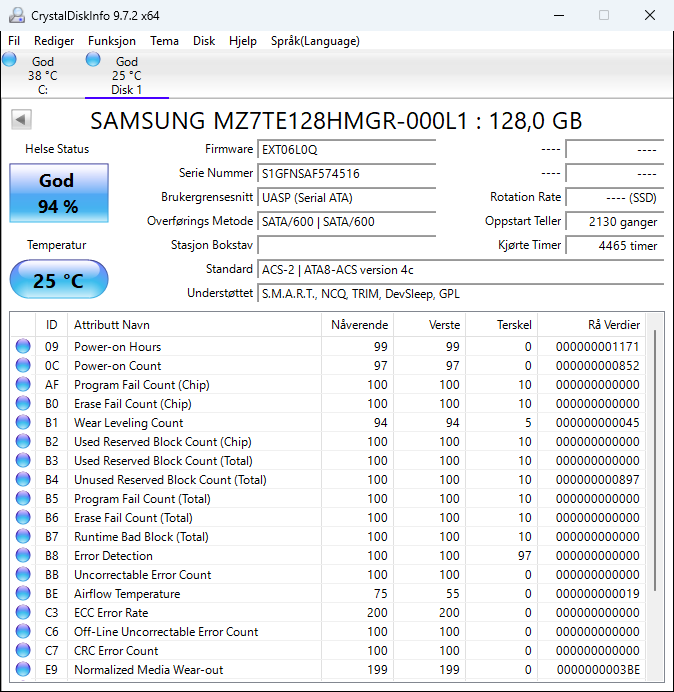 MZ7TE128HMGR-000L1 Samsung PM851 128GB TLC SATA 6Gbps 2.5" SSD