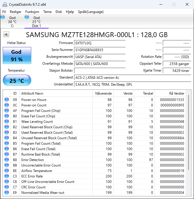 MZ7TE128HMGR-000L1 Samsung PM851 128GB TLC SATA 6Gbps 2.5" SSD