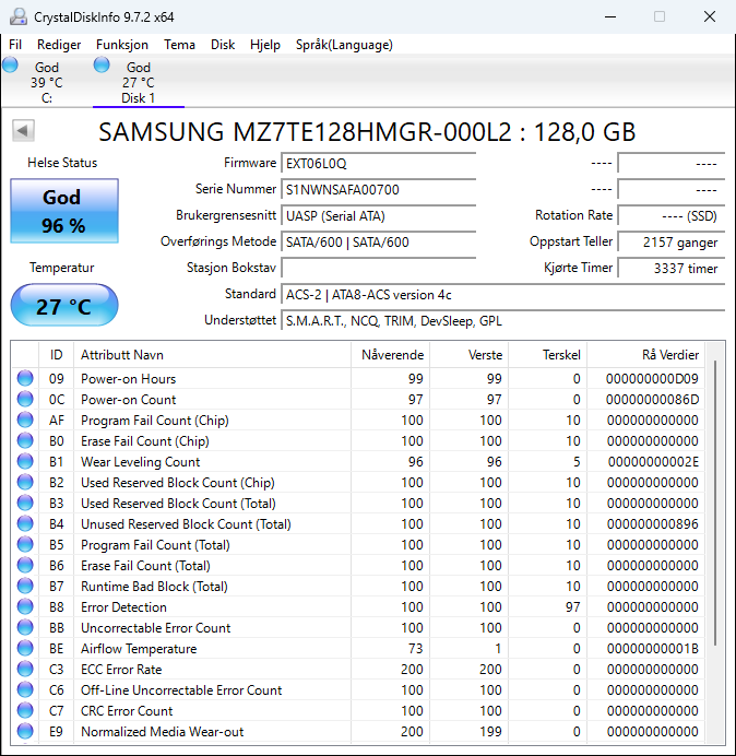 MZ7TE128HMGR-000L2 Samsung PM851 Series 128GB TLC SATA 6Gbps Extreme Performance (AES-256) 2.5" SSD