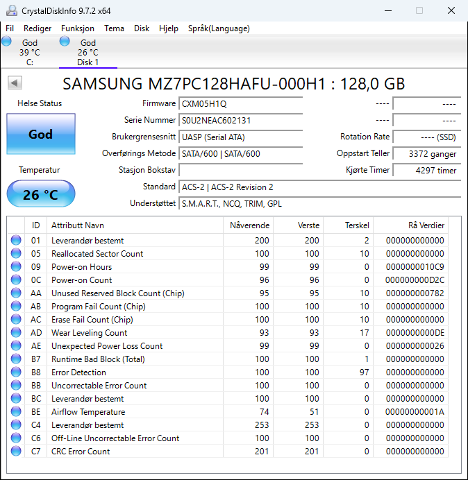 MZ7PC128HAFU-000H1 Samsung PM830 Series 128GB MLC SATA 6Gbps (AES-256) 2.5" SSD