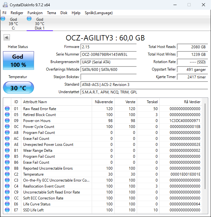 AGT3-25SAT3-60G OCZ Agility 3 Series 60GB MLC SATA 6Gbps 2.5" SSD